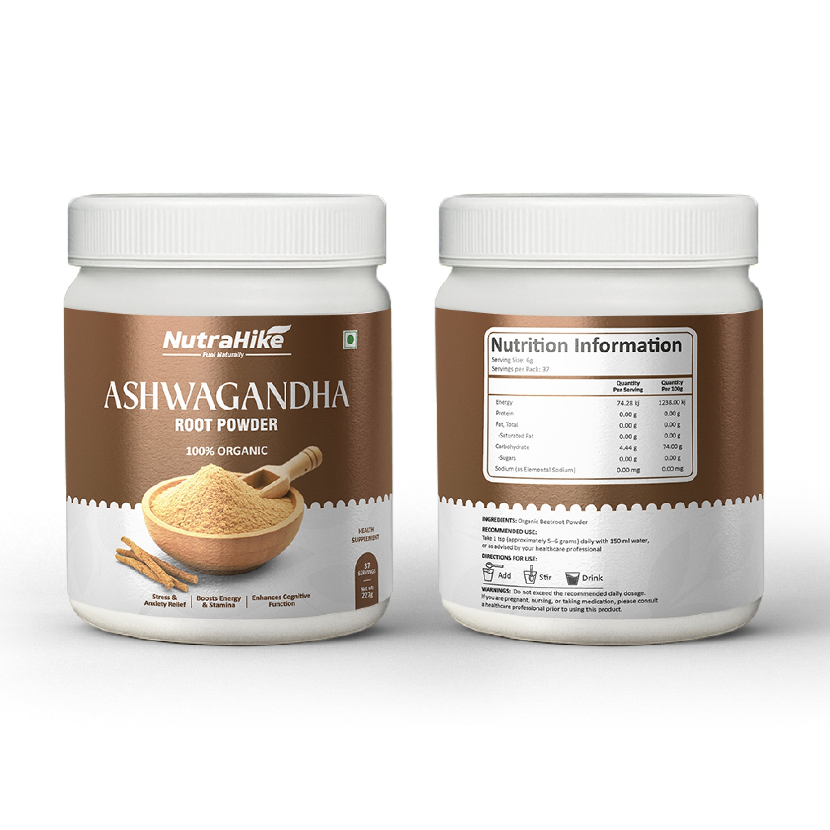 Organic Ashwagandha Root Powder 227g – Pure Ashwagandha Powder, Withania Somnifera, Unflavoured, Vegan, No Additives