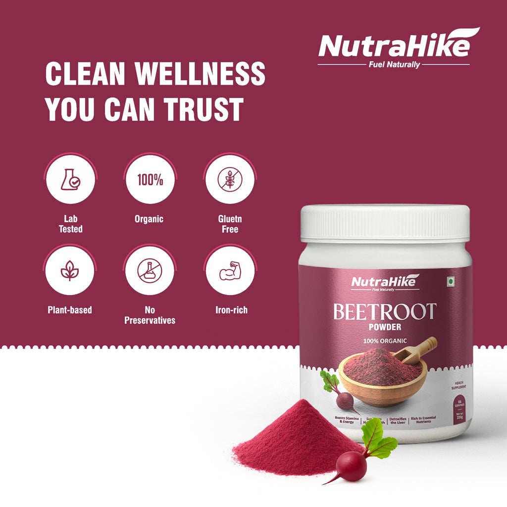 Organic Beetroot Powder 200g – Superfood Powder for Smoothies, Pre Workout & Daily Nutrition, Natural Nitrate Source, Energy & Endurance Support, Vegan, Gluten Free, No Fillers