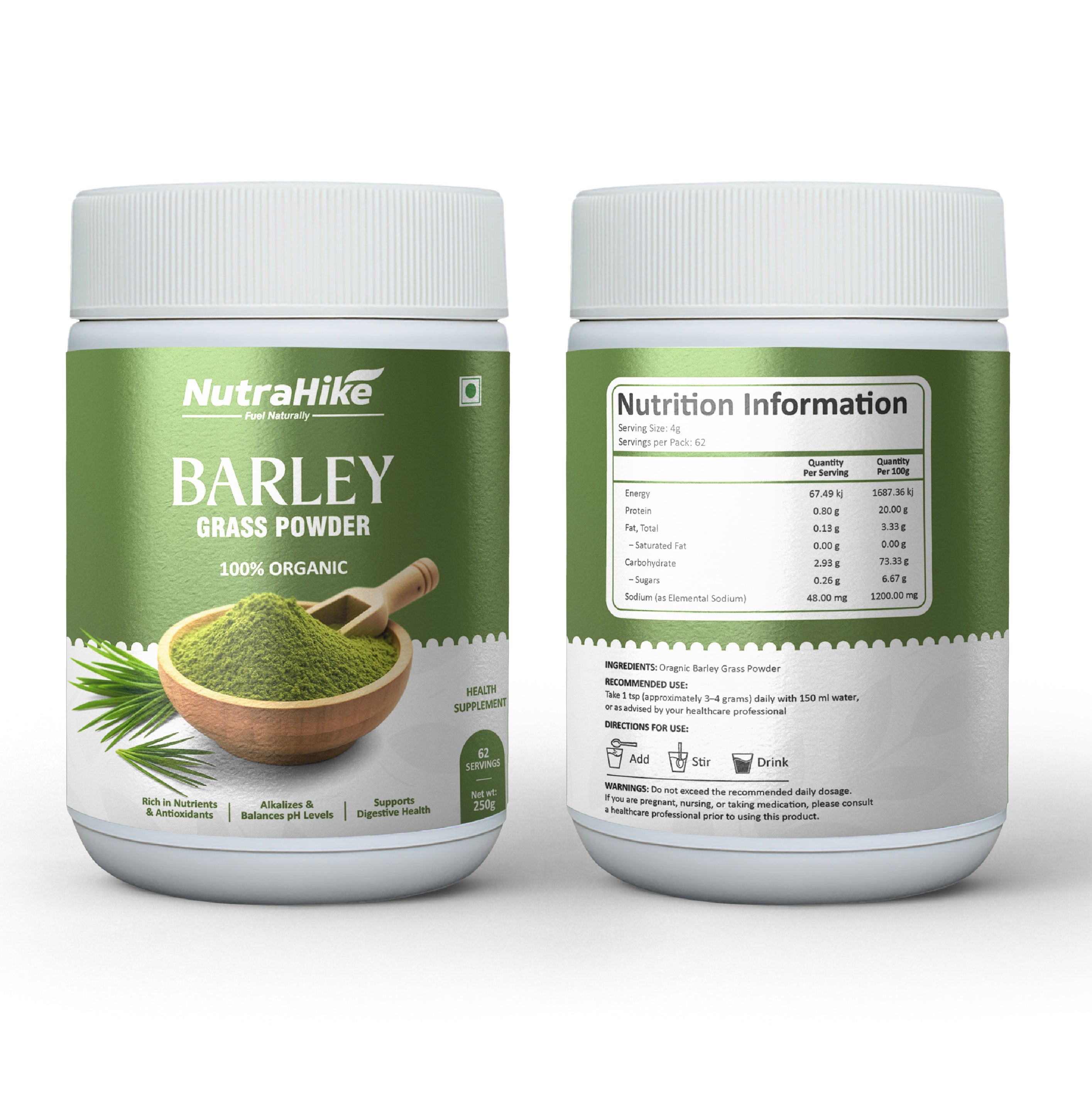Organic Barley Grass Powder 250g – Green Superfood, Chlorophyll Rich, 100% Pure & Natural, No Additives, Vegan, Smoothie & Juice Friendly