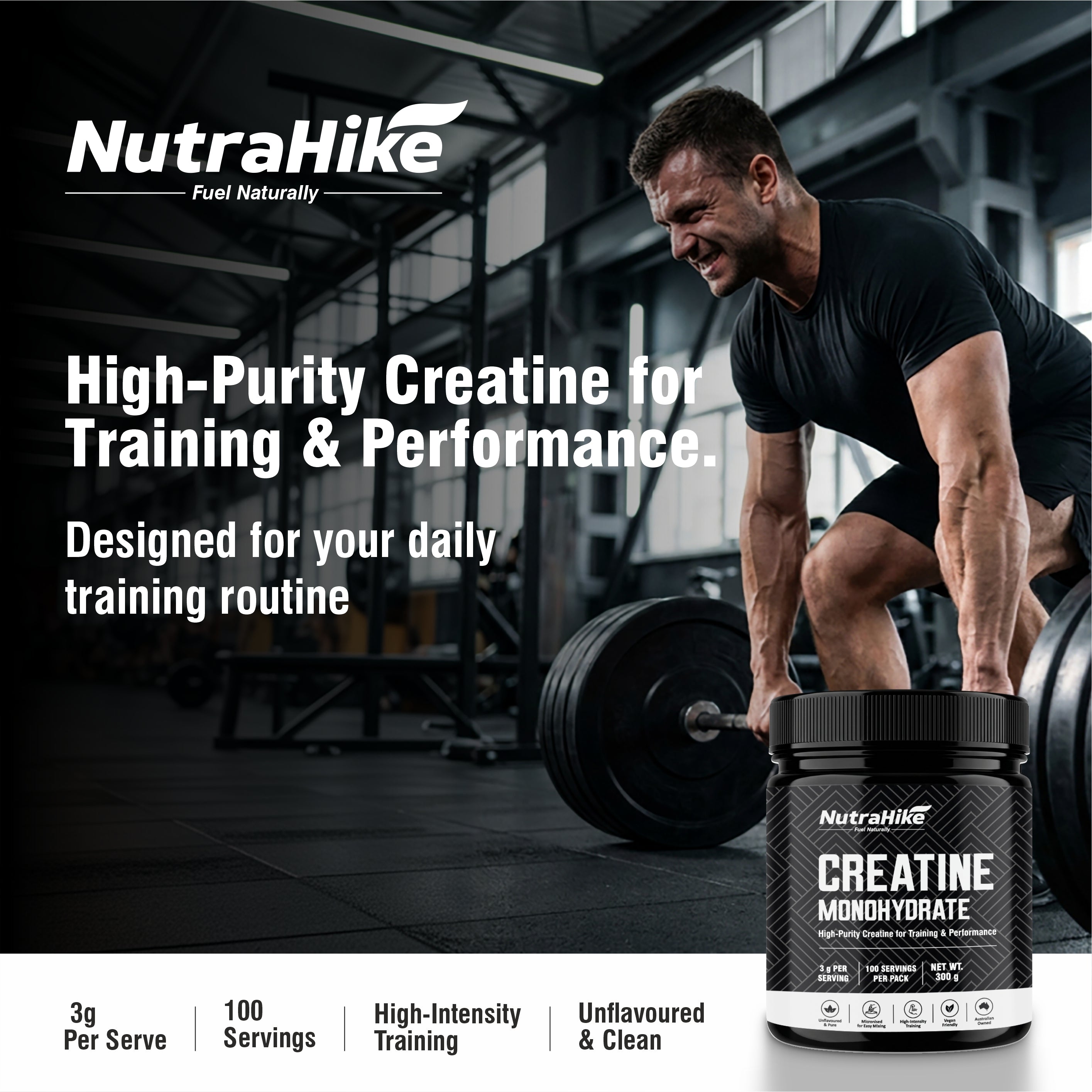 Creatine Monohydrate Powder 200g – Micronized, Unflavoured, Pure Creatine Supplement to Support Strength & Training Performance | German Sourced