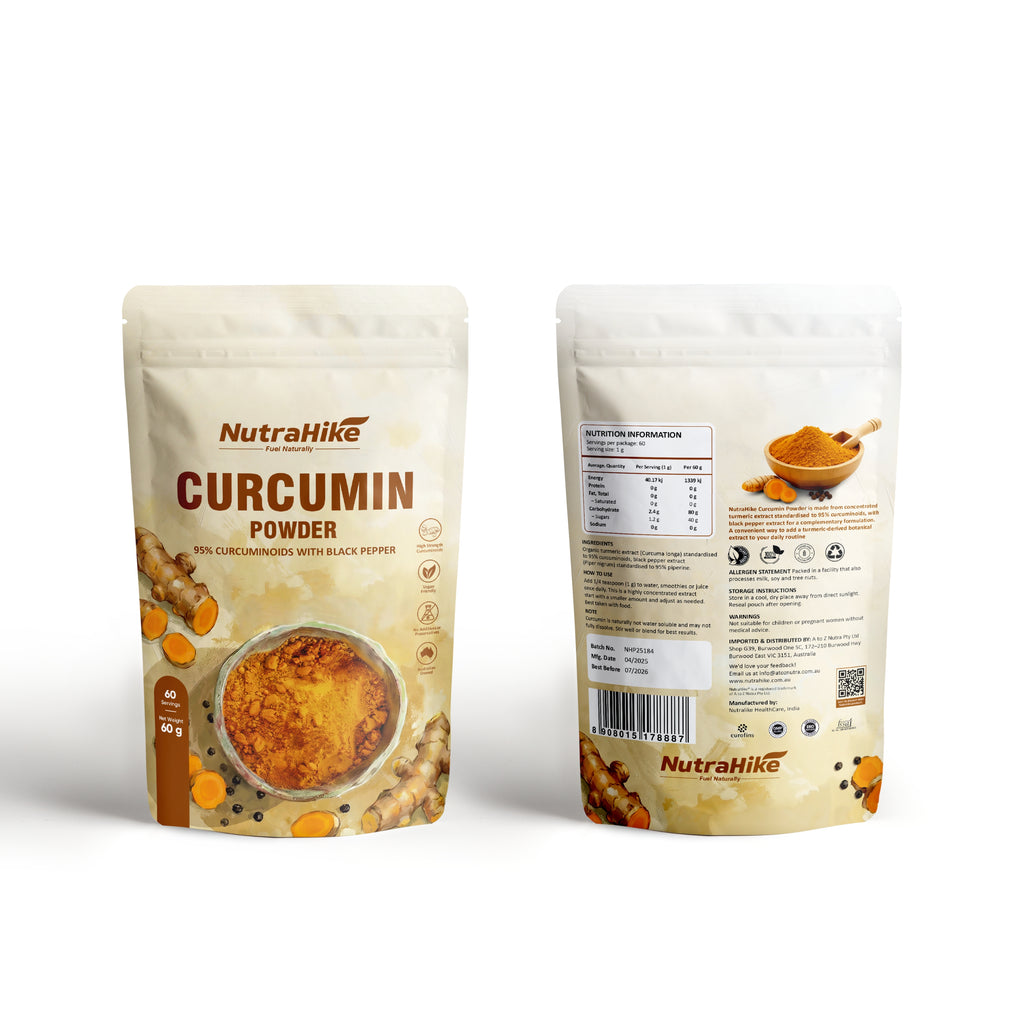 Curcumin Powder 60g – Made with Organic Curcumin, 95% Curcuminoids Turmeric Extract with Black Pepper Extract (Piperine), High Potency, Unflavoured, 60 Servings