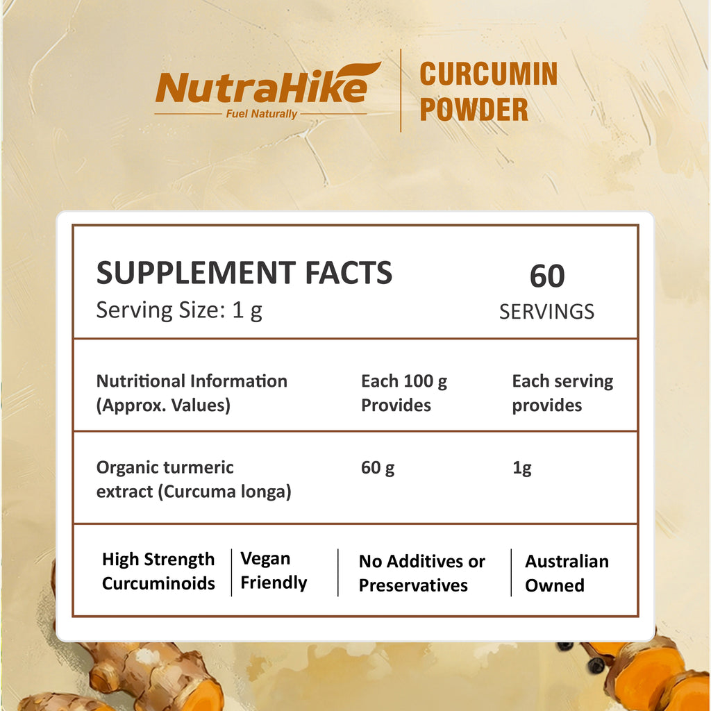 Curcumin Powder 60g – Made with Organic Curcumin, 95% Curcuminoids Turmeric Extract with Black Pepper Extract (Piperine), High Potency, Unflavoured, 60 Servings