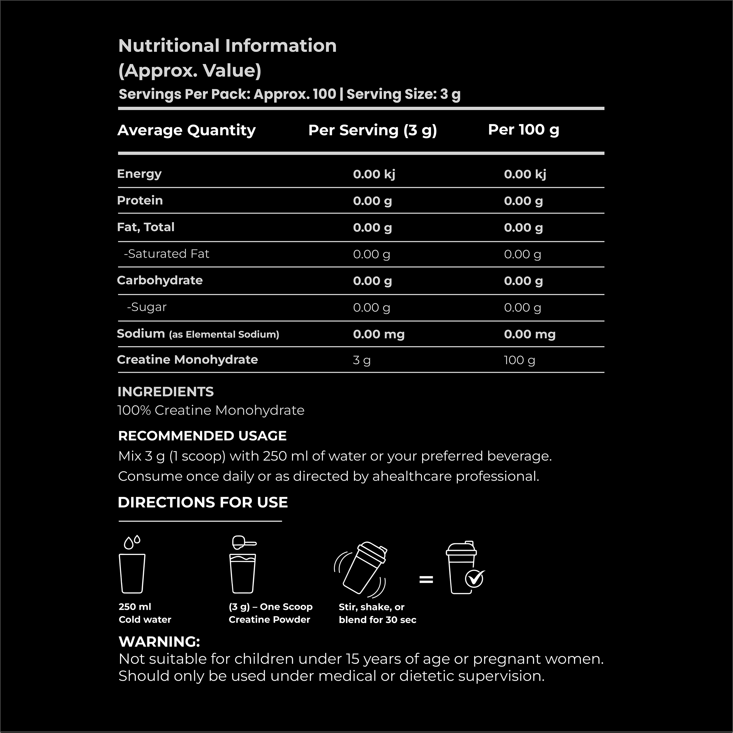 Creatine Monohydrate Powder 200g – Micronized, Unflavoured, Pure Creatine Supplement to Support Strength & Training Performance | German Sourced